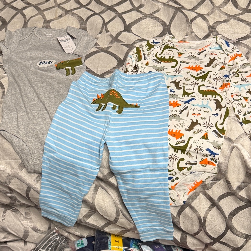Carter's Gray and Blue Dinosaur Matching Set